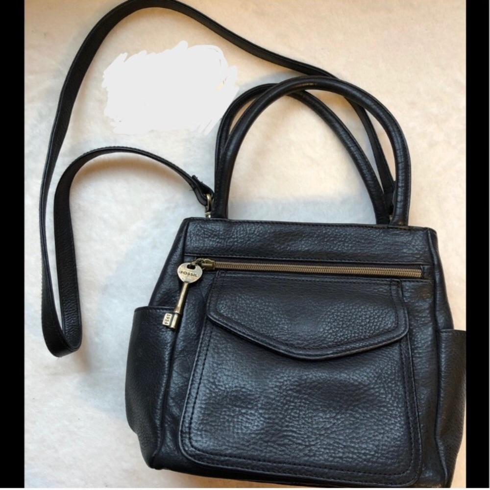 Vintage Black Leather Fossil Bag